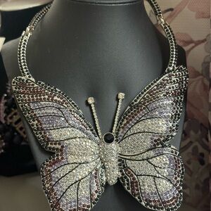 Sassy Jones Silver and Purple Butterfly Necklace